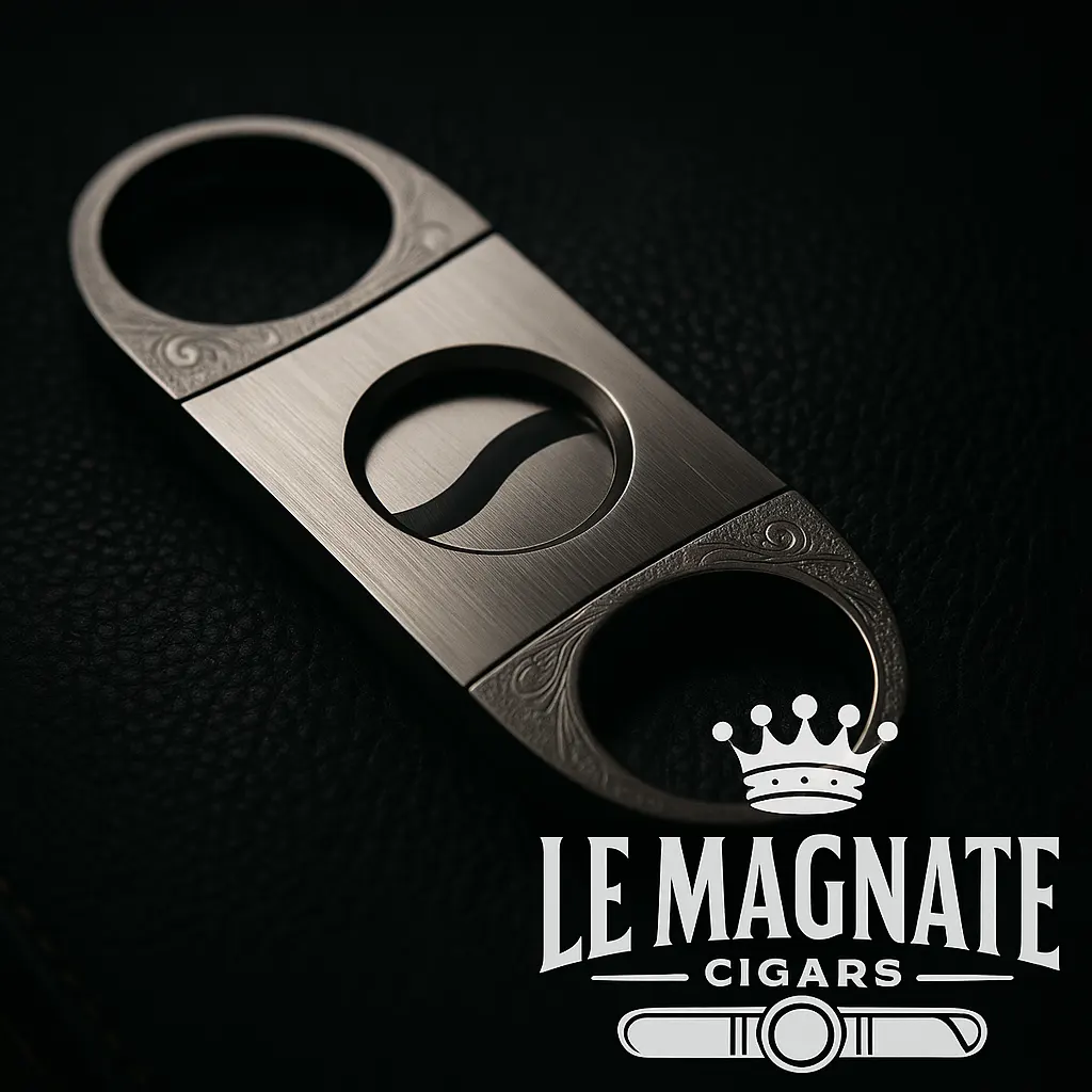 Luxury Cigar Cutter on black leather
